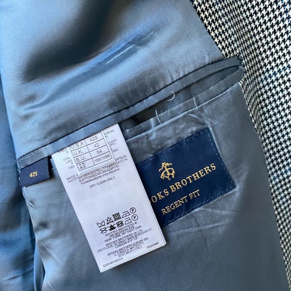 Vintage BROOKS BROTHERS Explorer Regent Fit Blazer Houndstooth Wool Size 42S - Picture 5 of 7